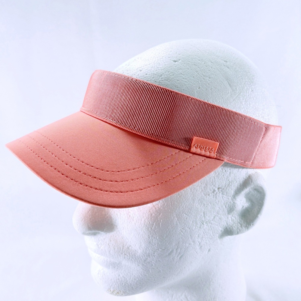 Athleta Ribbed Visor One Size Coral Pink Adjustable Lightweight Wicking Hat